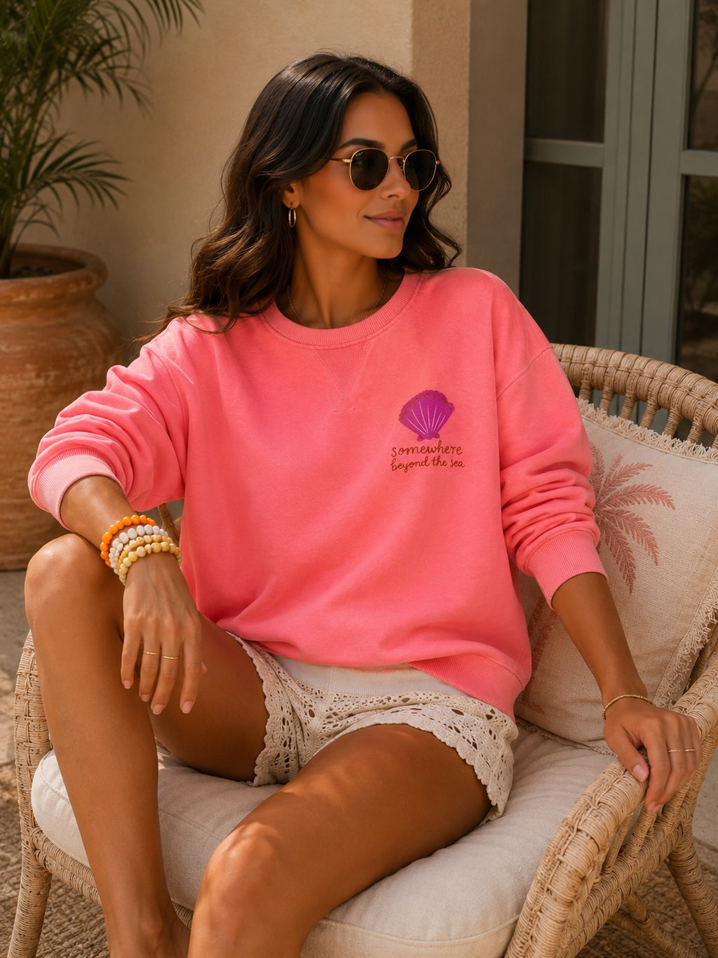 AMALFI ESCAPE SWEATSHIRT - CORAL Coats & Blazers Avril Vin 