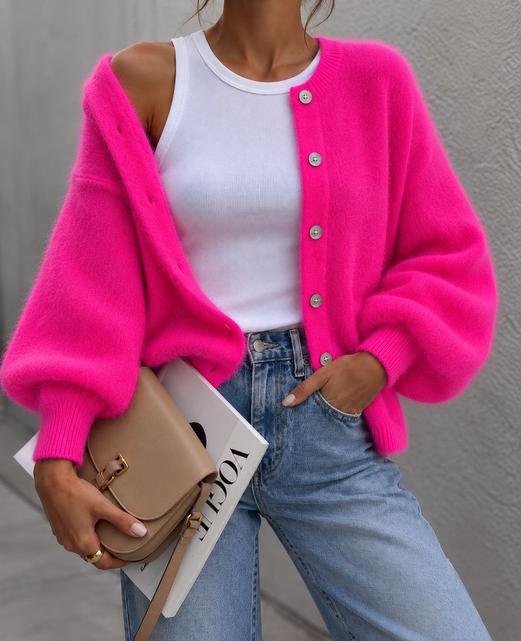 THE FLORENCE CARDIGAN - NEON PINK Knitwear Easy mood 