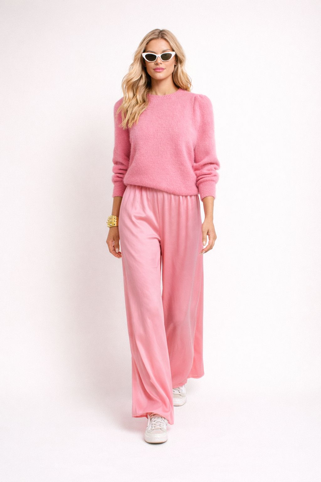 THE MARBELLA LUXE PALAZZO TROUSERS - PINK Bottoms, Jeans & Skirts Avril Vin 