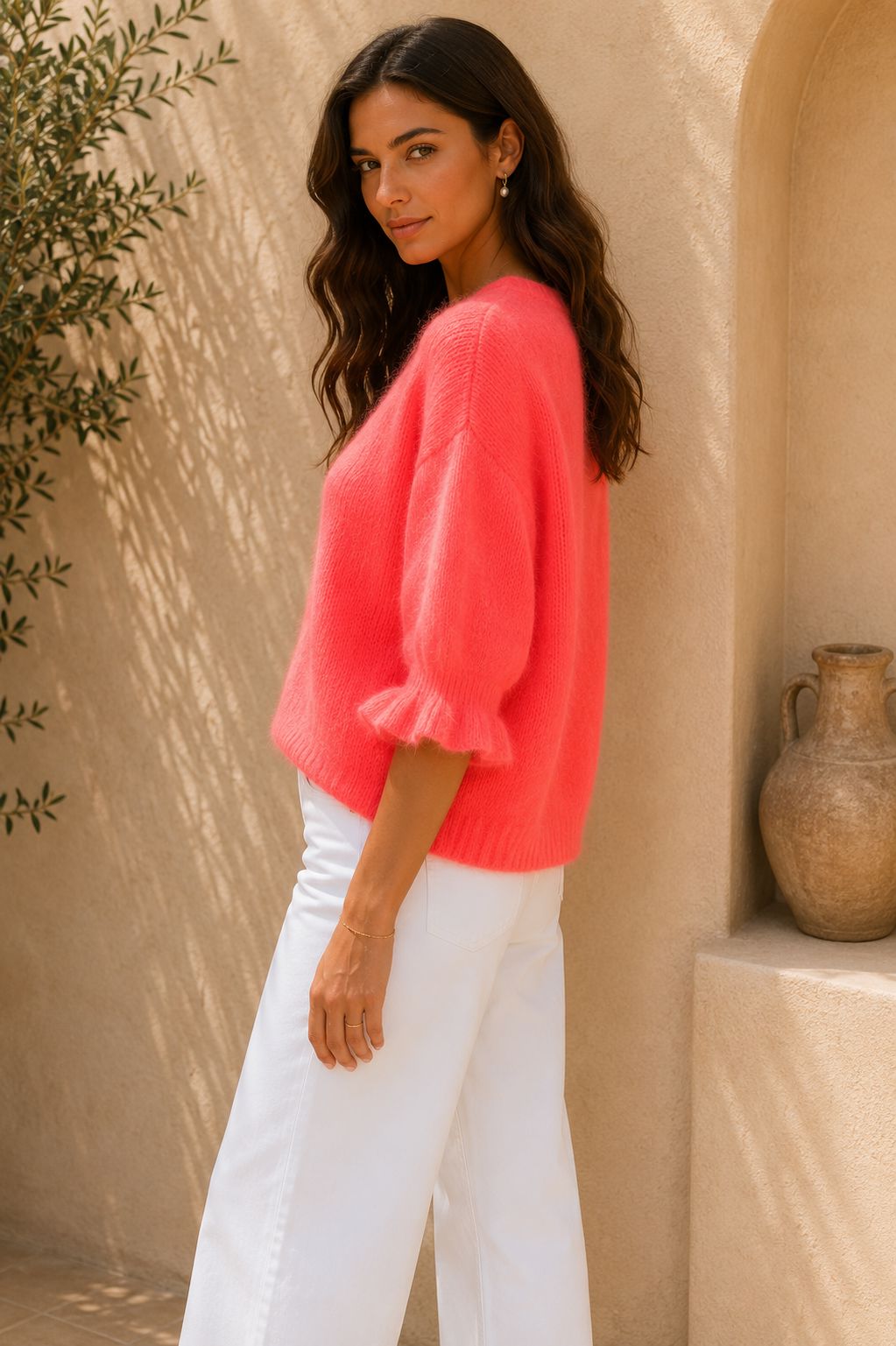 THE LOLA SUMMER KNIT - FLUO CORAL Knitwear Neline 