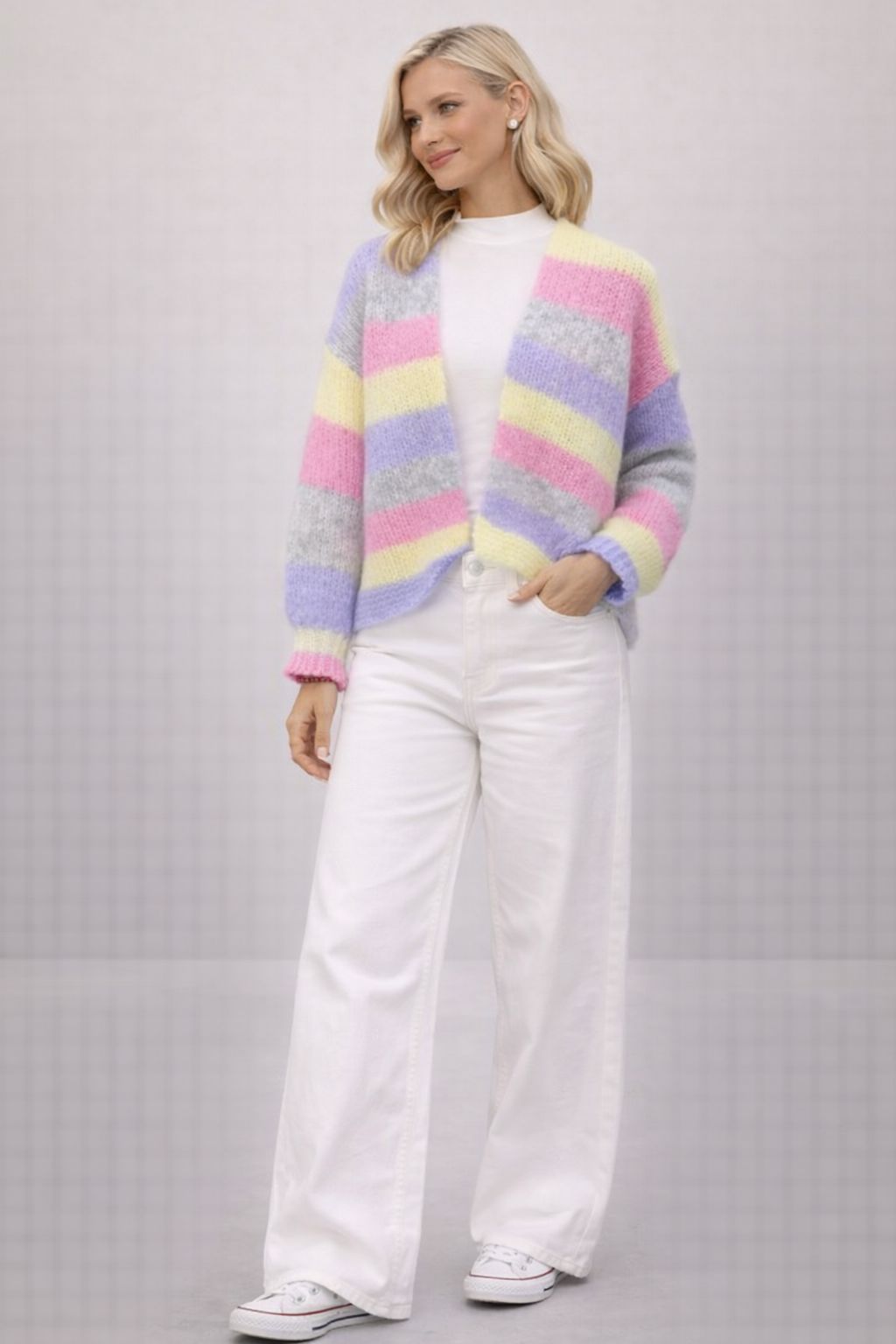 THE AMELIÉ PASTEL STRIPE CARDIGAN Knitwear Mayeli 