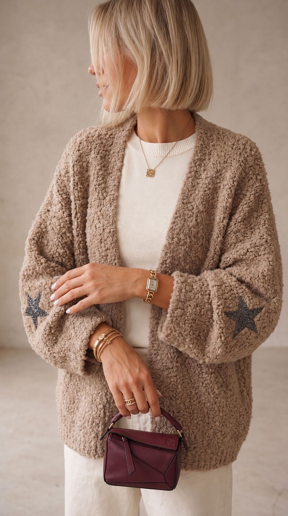 CELESTE CRYSTAL STAR CARDIGAN - TEDDY Knitwear Avril Vin 