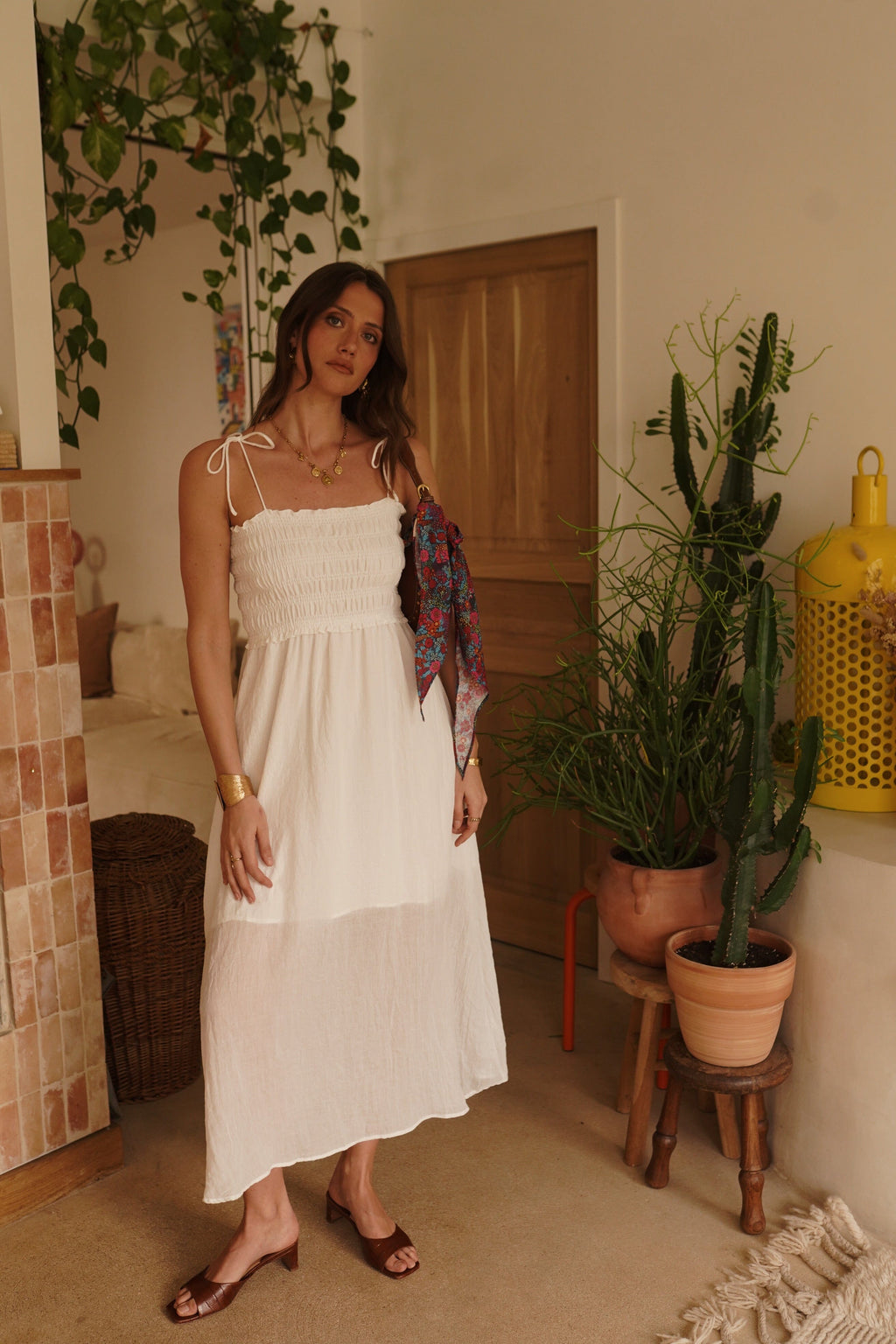 THE LUCIA TIE SHOULDER DRESS Dresses APRICOT 